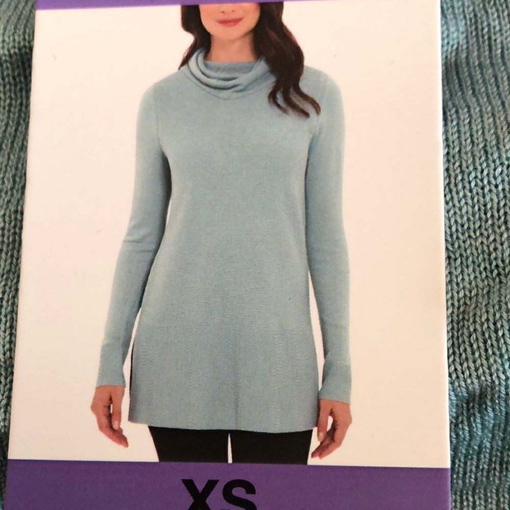 Seafoam green Adrienne Vittadini turtleneck sweater